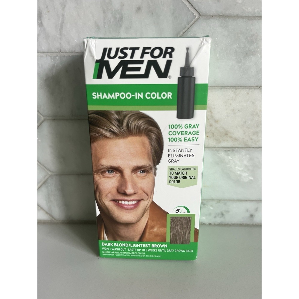 Just For Men H-15 Shampoo-In Hair Color Dark Blond/Lightest Brown Gray Coverage